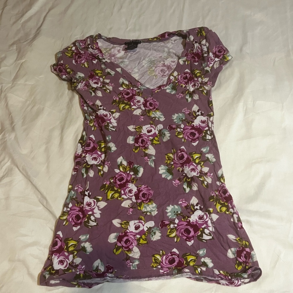 short sleeve floral tee y2k